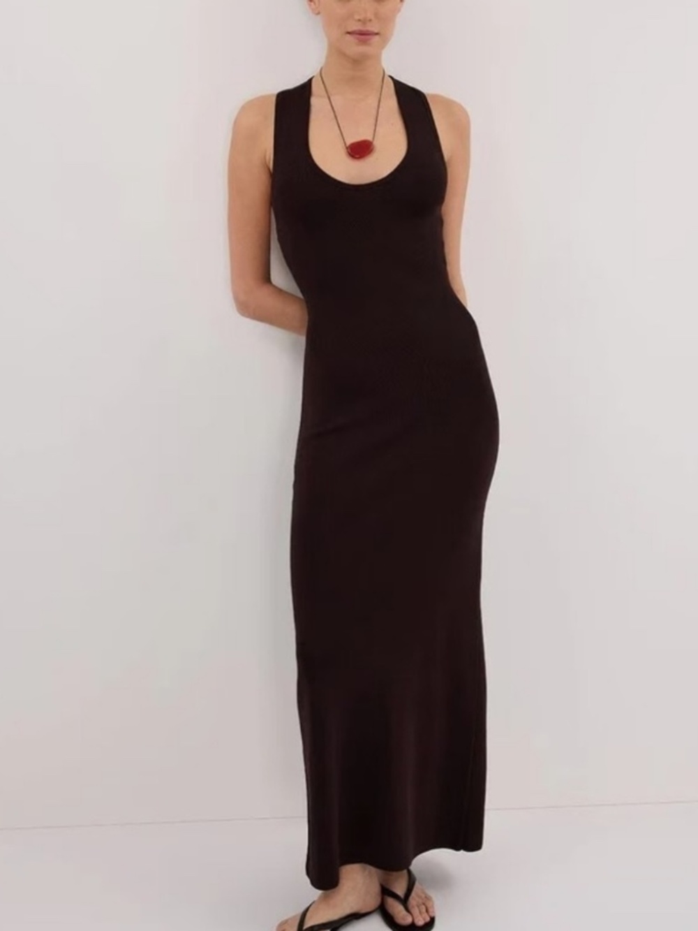 Dissh DEVIN BITTER CHOC RACER KNIT MIDI DRESS